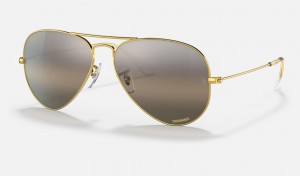 Ray Ban Aviator Chromance Men's Sunglasses Silver | 63805-FZPU