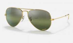 Ray Ban Aviator Chromance Women's Sunglasses Green | 73025-PGJU