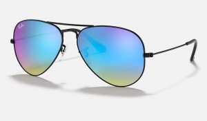 Ray Ban Aviator Flash Lenses Gradient Men's Sunglasses Blue | 92705-VPXM