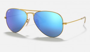 Ray Ban Aviator Flash Lenses Men's Sunglasses Blue | 48132-NUXP