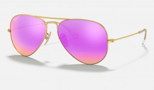 Ray Ban Aviator Flash Lenses Men's Sunglasses Purple | 56810-TNYH