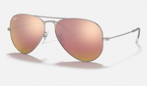 Ray Ban Aviator Flash Lenses Women's Sunglasses Pink | 65971-BTCQ