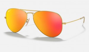 Ray Ban Aviator Flash Lenses Women's Sunglasses Orange | 93102-JFRZ