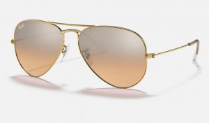 Ray Ban Aviator Gradient Men's Sunglasses Silver | 59217-SVMP