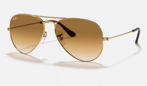 Ray Ban Aviator Gradient Women's Sunglasses Brown | 93174-FXVL