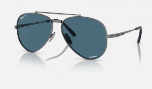 Ray Ban Aviator Ii Titanium Men's Sunglasses Blue | 87936-UTYI