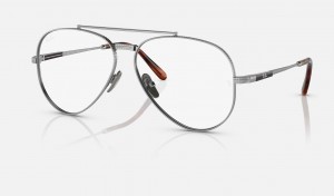 Ray Ban Aviator Ii Titanium Optics Men's Eyeglasses Silver | 26935-KXTE