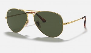 Ray Ban Aviator Metal Ii Men's Sunglasses Green | 94176-LTEH