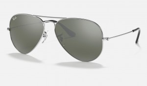 Ray Ban Aviator Mirror Men's Sunglasses Silver | 17943-PECS