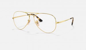 Ray Ban Aviator Optics Men's Eyeglasses Gold | 78406-EWLX