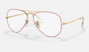 Ray Ban Aviator Optics Men's Eyeglasses Gold | 71908-SIHG