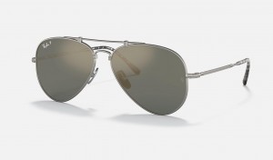 Ray Ban Aviator Titanium Men's Sunglasses Blue | 07319-FBGI