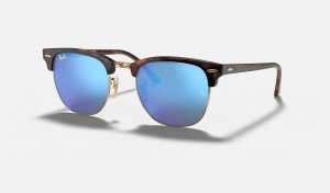 Ray Ban Clubmaster Flash Lenses Men's Sunglasses Blue | 19253-GZKT