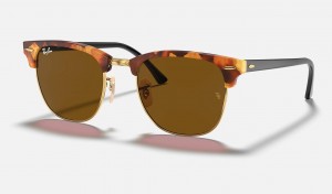 Ray Ban Clubmaster Fleck Men's Sunglasses Brown | 43628-MVEW