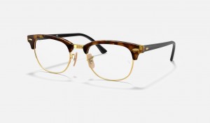 Ray Ban Clubmaster Fleck Optics Men's Eyeglasses Brown | 63792-FXPK