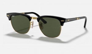 Ray Ban Clubmaster Folding Men's Sunglasses Green | 40326-HFDN