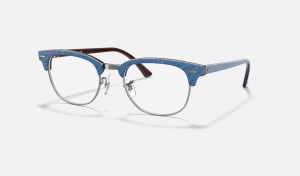 Ray Ban Clubmaster Marble Optics Men's Eyeglasses Blue | 69584-WBCT