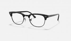 Ray Ban Clubmaster Marble Optics Women's Eyeglasses Black | 52048-ILSU