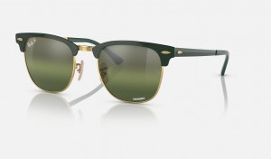 Ray Ban Clubmaster Metal Chromance Women's Sunglasses Green | 10264-ZDLW