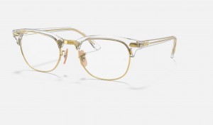 Ray Ban Clubmaster Optics Men's Eyeglasses Gold | 40953-WQYU