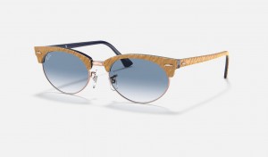 Ray Ban Clubmaster Oval Men's Sunglasses Blue | 03946-FJPT