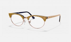 Ray Ban Clubmaster Oval Optics Men's Eyeglasses Beige | 18324-IHGN