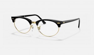 Ray Ban Clubmaster Oval Optics Men's Eyeglasses Black | 53148-DLOG