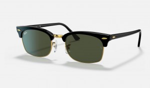 Ray Ban Clubmaster Square Legend Gold Men's Sunglasses Green | 04675-TWLD