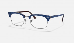 Ray Ban Clubmaster Square Optics Men's Eyeglasses Blue | 61384-RFHI