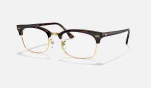 Ray Ban Clubmaster Square Optics Women's Eyeglasses Gold | 16203-HCBQ