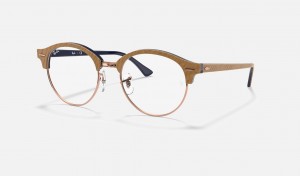 Ray Ban Clubround Marble Optics Men's Eyeglasses Beige | 05123-CYZR