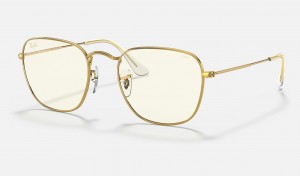 Ray Ban Frank Blue-light Clear Evolve Men's Sunglasses Gold | 41876-THWC