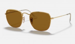 Ray Ban Frank Legend Gold Men's Sunglasses Brown | 90376-XJUV