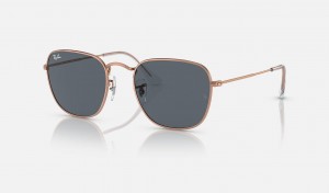 Ray Ban Frank Rose Gold Men's Sunglasses Blue | 19763-YXBU