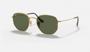 Ray Ban Hexagonal Flat Lenses Men's Sunglasses Green | 97560-EGXZ