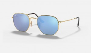 Ray Ban Hexagonal Flat Lenses Men's Sunglasses Blue | 75241-WRGC