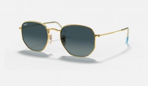 Ray Ban Hexagonal Flat Lenses Women's Sunglasses Blue | 54932-ZDKP