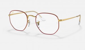 Ray Ban Hexagonal Optics Men's Eyeglasses Red | 54703-AWQV