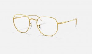 Ray Ban Hexagonal Optics Men's Eyeglasses Gold | 75093-MYPL