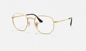 Ray Ban Hexagonal Optics Men's Eyeglasses Gold | 08192-SAPV