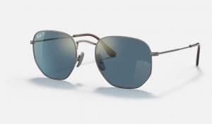 Ray Ban Hexagonal Titanium Men's Sunglasses Blue | 35912-LZRO