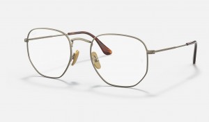 Ray Ban Hexagonal Titanium Optics Men's Eyeglasses Gold | 57026-RXZC