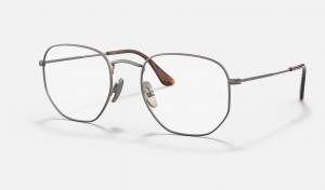 Ray Ban Hexagonal Titanium Optics Men's Eyeglasses Grey | 76185-ABJY