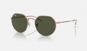 Ray Ban Jack Rose Gold Men's Sunglasses Green | 97103-GEYU