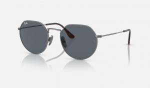 Ray Ban Jack Titanium Men's Sunglasses Blue | 76859-ZQPV