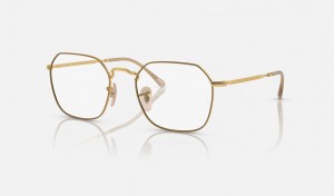 Ray Ban Jim Optics Men's Eyeglasses Gold | 71362-MQSZ