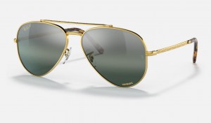 Ray Ban New Aviator Women's Sunglasses Green | 79624-ILBE