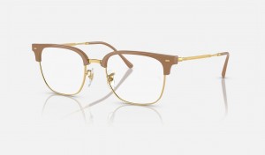 Ray Ban New Clubmaster Optics Men's Eyeglasses Gold | 06843-DIUE