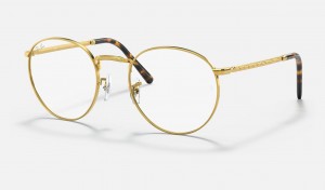 Ray Ban New Round Optics Men's Eyeglasses Gold | 81639-ICNJ