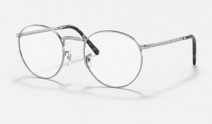 Ray Ban New Round Optics Men's Eyeglasses Silver | 64275-NWBI